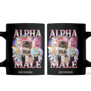 Alpha Male Cat Coffee Mug Funny Rainbow Kitten Meme Bootleg TS11 Black Print Your Wear