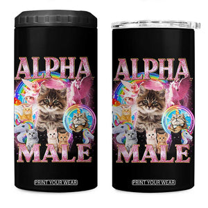 Alpha Male Cat 4 in 1 Can Cooler Tumbler Funny Rainbow Kitten Meme Bootleg TS11 One Size: 16 oz Black Print Your Wear