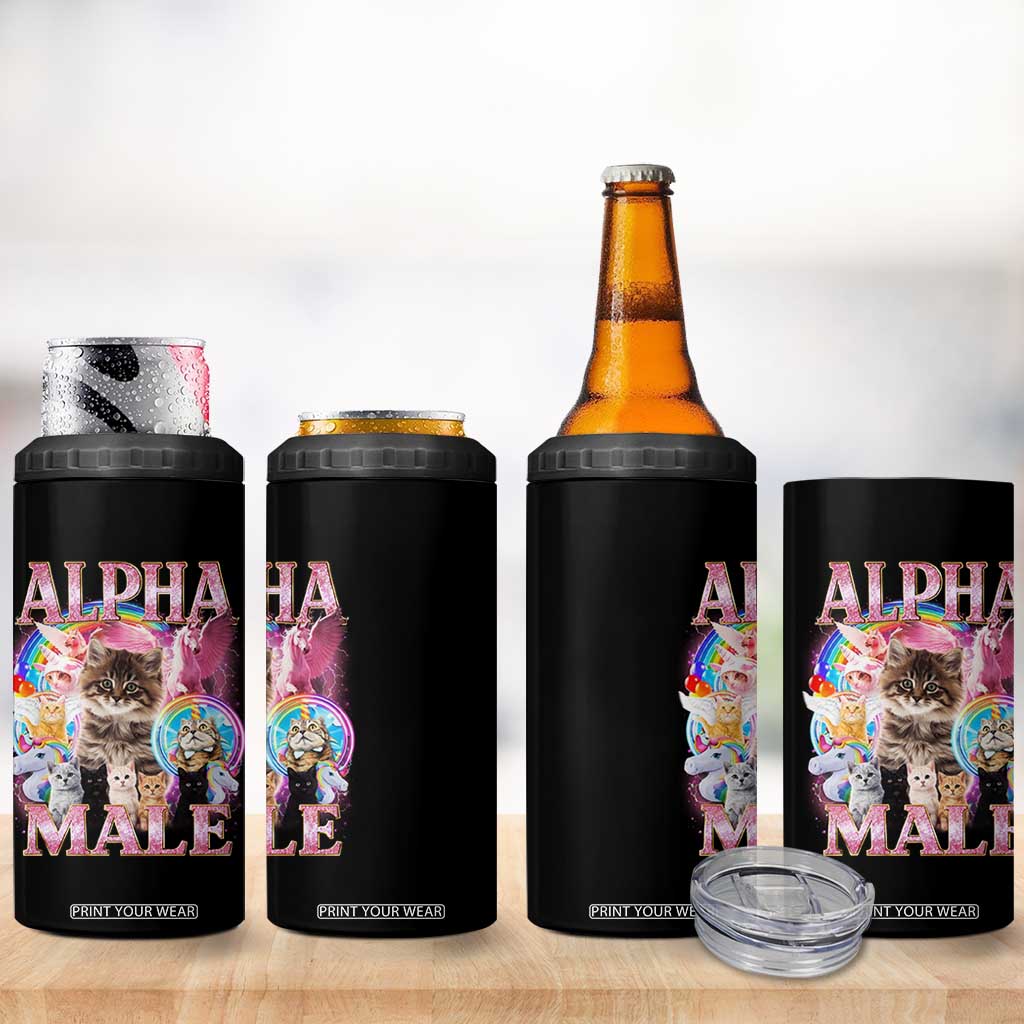 Alpha Male Cat 4 in 1 Can Cooler Tumbler Funny Rainbow Kitten Meme Bootleg TS11 Print Your Wear