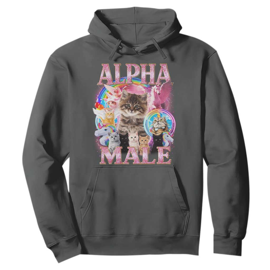 Alpha Male Cat Hoodie Funny Rainbow Kitten Meme Bootleg TS11 Dark Heather Print Your Wear