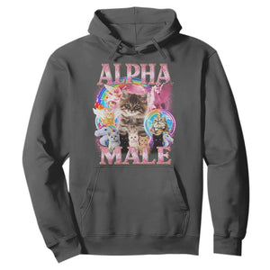 Alpha Male Cat Hoodie Funny Rainbow Kitten Meme Bootleg TS11 Dark Heather Print Your Wear
