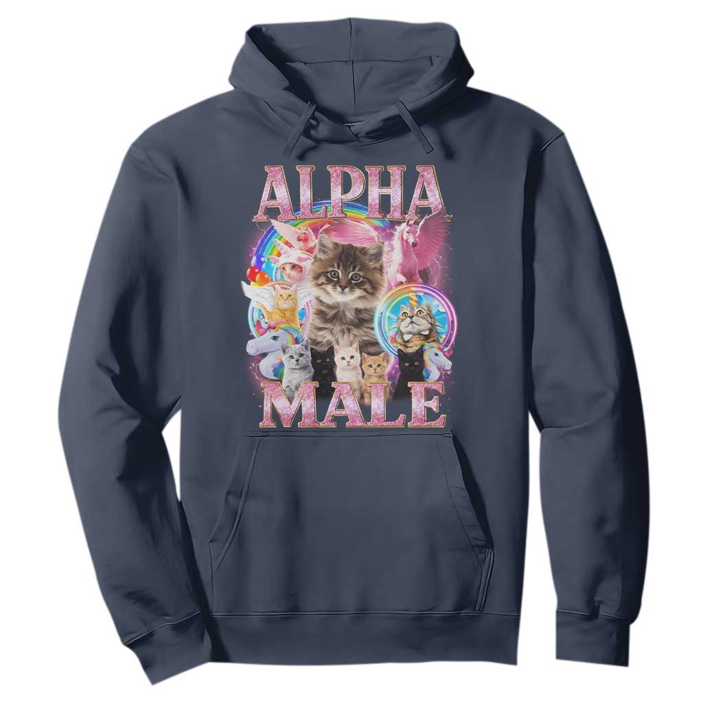 Alpha Male Cat Hoodie Funny Rainbow Kitten Meme Bootleg TS11 Navy Print Your Wear