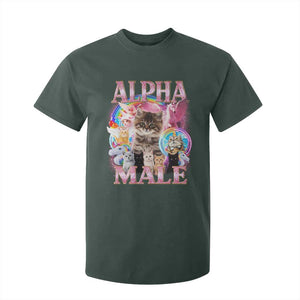 Alpha Male Cat T Shirt For Kid Funny Rainbow Kitten Meme Bootleg TS11 Dark Forest Green Print Your Wear