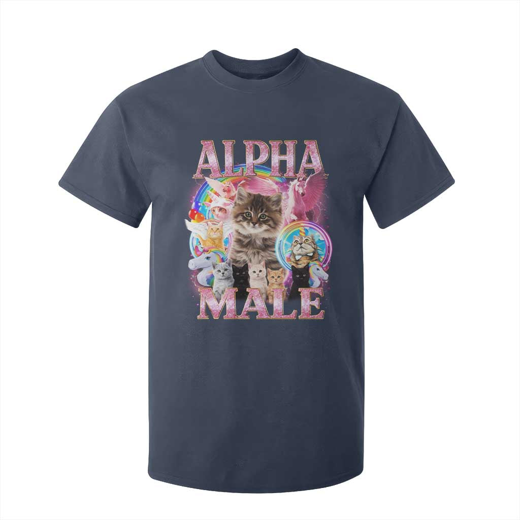 Alpha Male Cat T Shirt For Kid Funny Rainbow Kitten Meme Bootleg TS11 Navy Print Your Wear