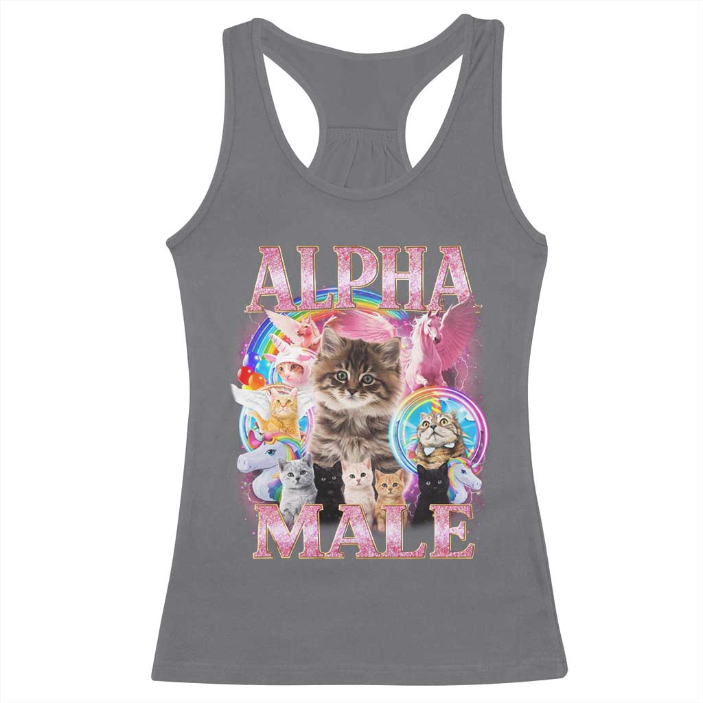 Alpha Male Cat Racerback Tank Top Funny Rainbow Kitten Meme Bootleg TS11 Charcoal Print Your Wear