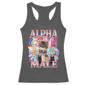 Alpha Male Cat Racerback Tank Top Funny Rainbow Kitten Meme Bootleg TS11 Dark Heather Print Your Wear