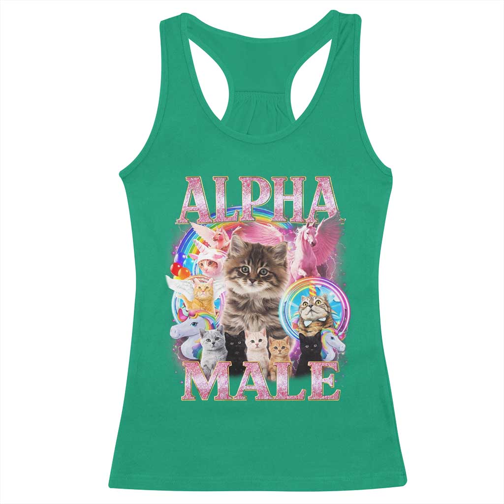 Alpha Male Cat Racerback Tank Top Funny Rainbow Kitten Meme Bootleg TS11 Irish Green Print Your Wear