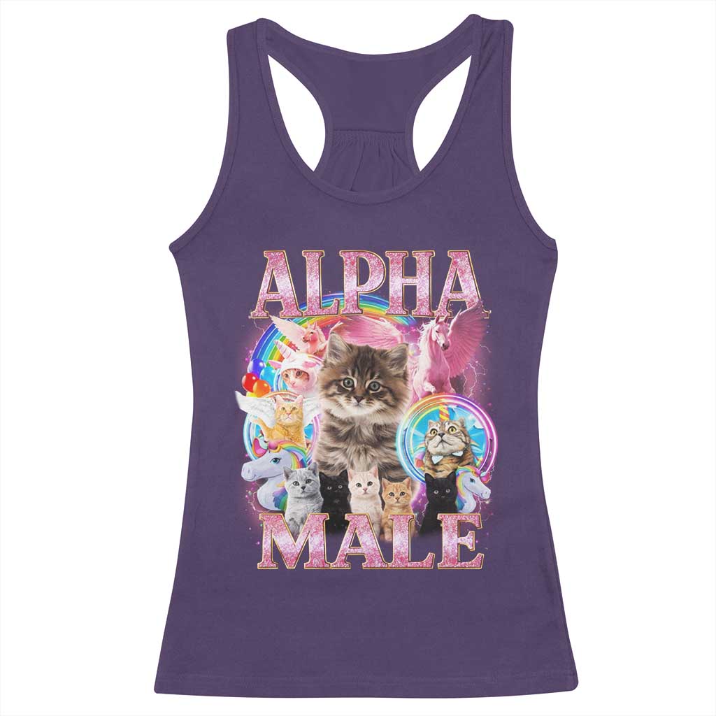 Alpha Male Cat Racerback Tank Top Funny Rainbow Kitten Meme Bootleg TS11 Purple Print Your Wear