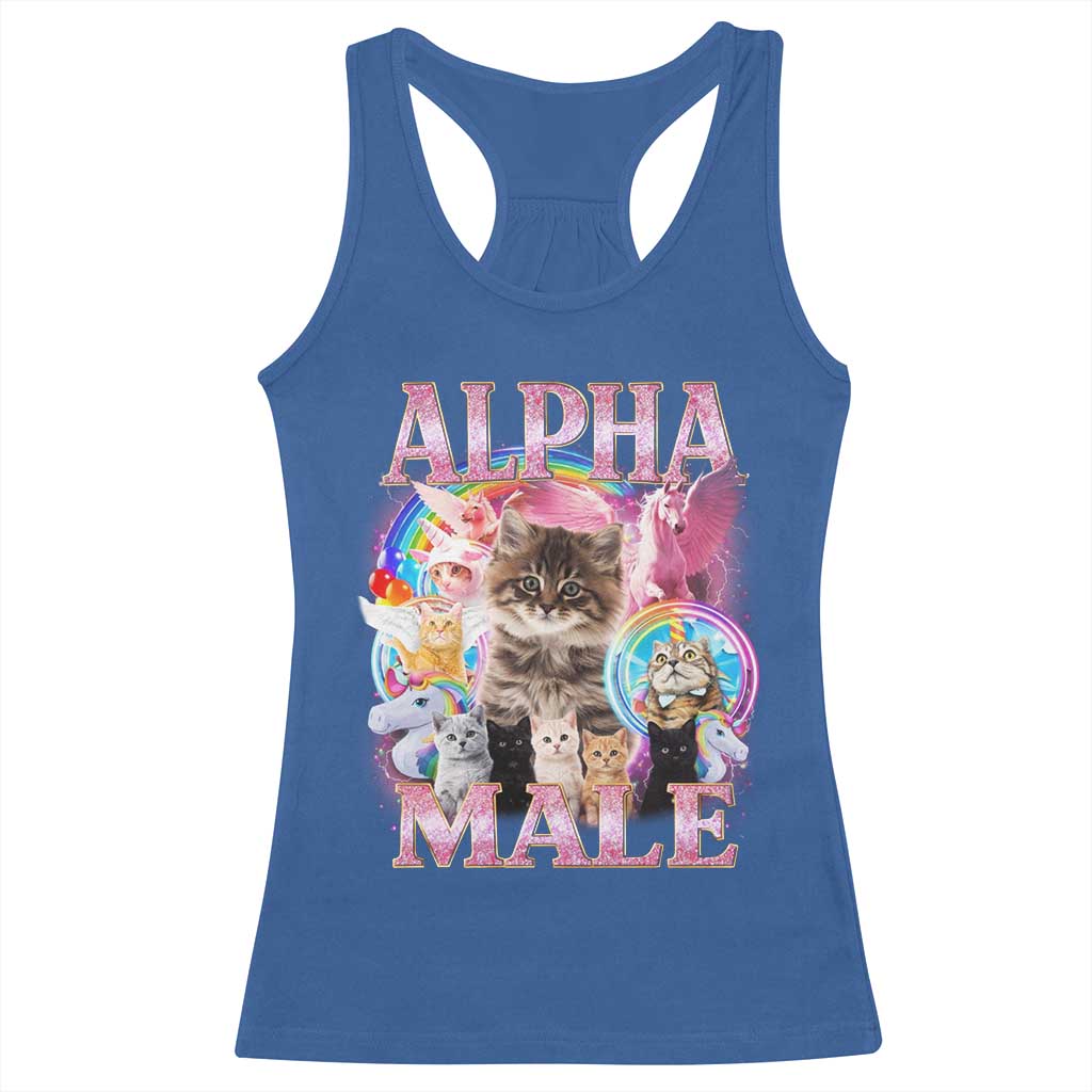 Alpha Male Cat Racerback Tank Top Funny Rainbow Kitten Meme Bootleg TS11 Royal Blue Print Your Wear