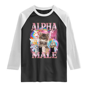 Alpha Male Cat Raglan Shirt Funny Rainbow Kitten Meme Bootleg TS11 Black White Print Your Wear