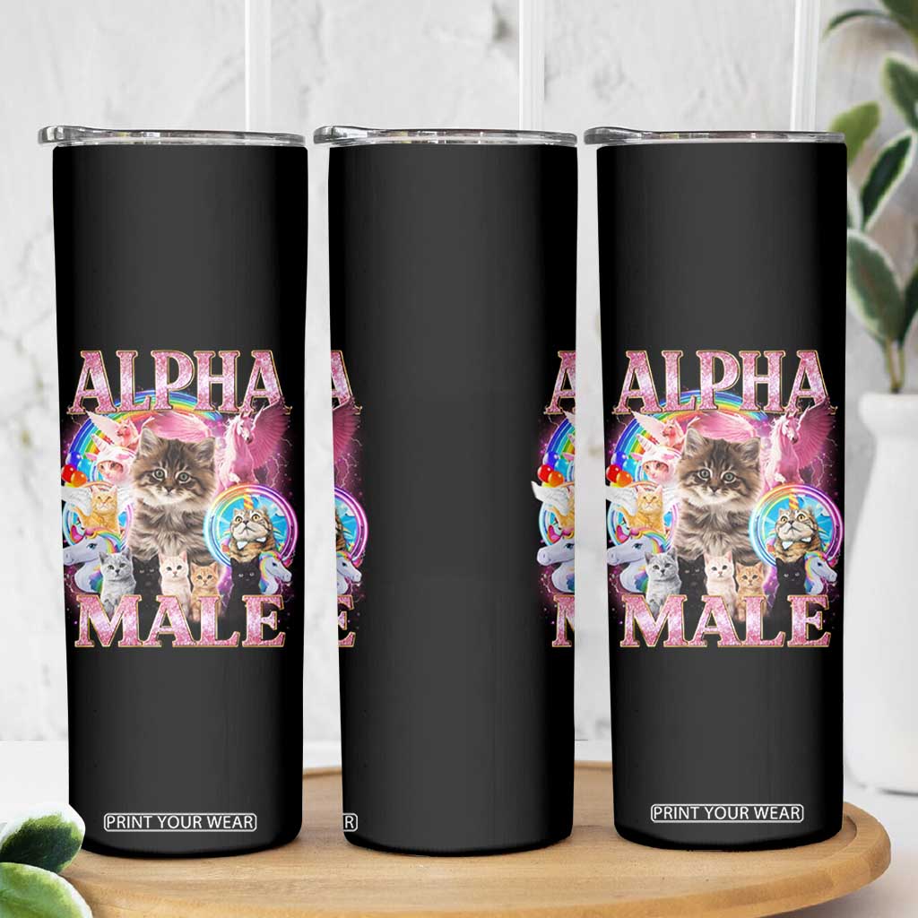 Alpha Male Cat Skinny Tumbler Funny Rainbow Kitten Meme Bootleg TS11 Print Your Wear