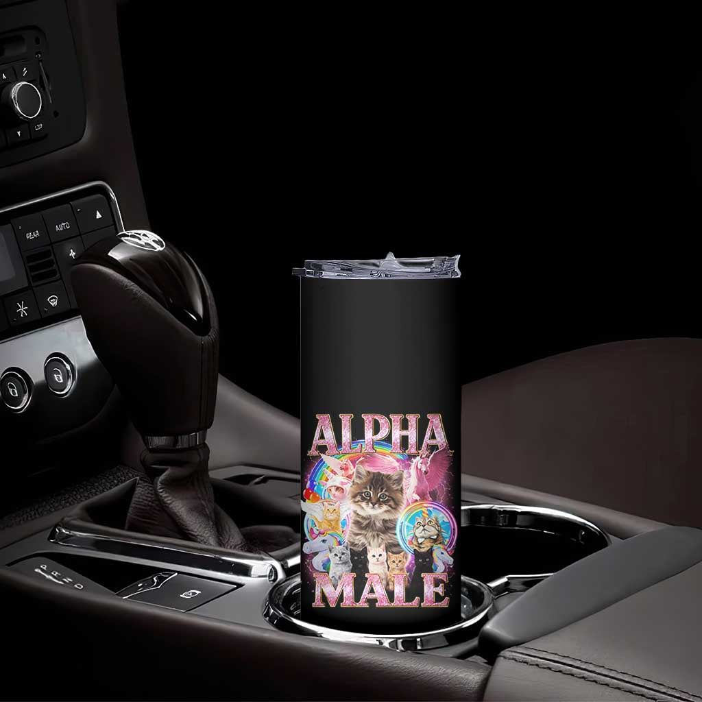 Alpha Male Cat Skinny Tumbler Funny Rainbow Kitten Meme Bootleg TS11 Print Your Wear