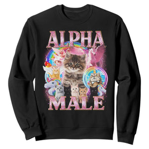 Alpha Male Cat Sweatshirt Funny Rainbow Kitten Meme Bootleg TS11 Black Print Your Wear
