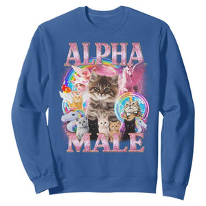 Alpha Male Cat Sweatshirt Funny Rainbow Kitten Meme Bootleg TS11 Royal Blue Print Your Wear