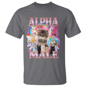 Alpha Male Cat T Shirt Funny Rainbow Kitten Meme Bootleg TS11 Charcoal Print Your Wear
