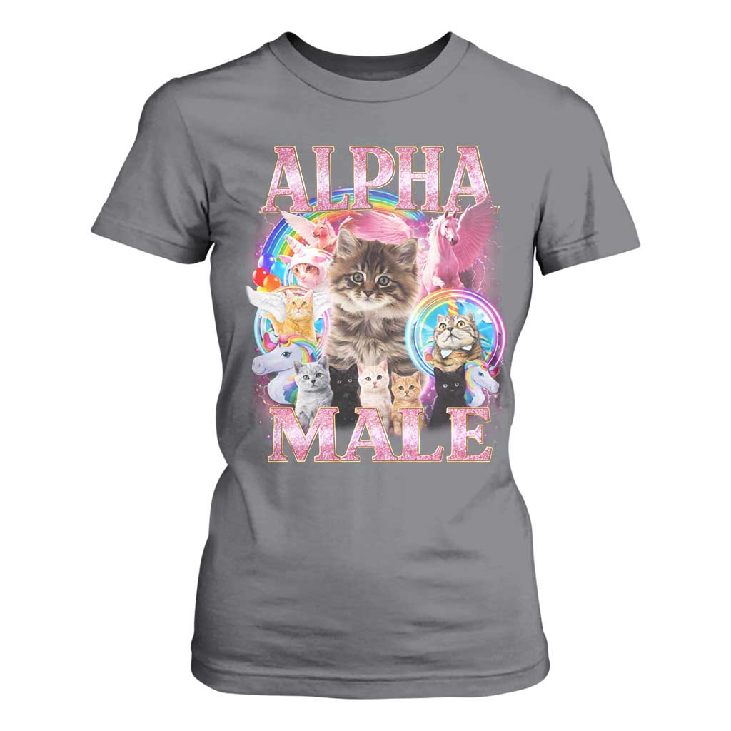 Alpha Male Cat T Shirt For Women Funny Rainbow Kitten Meme Bootleg TS11 Charcoal Print Your Wear
