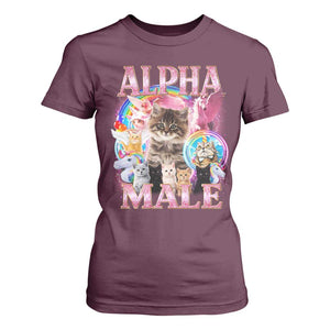Alpha Male Cat T Shirt For Women Funny Rainbow Kitten Meme Bootleg TS11 Maroon Print Your Wear