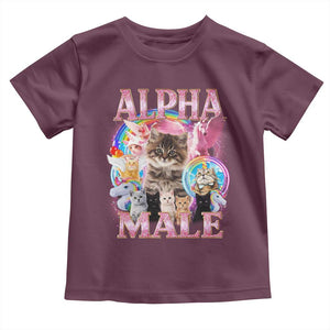 Alpha Male Cat Toddler T Shirt Funny Rainbow Kitten Meme Bootleg TS11 Maroon Print Your Wear