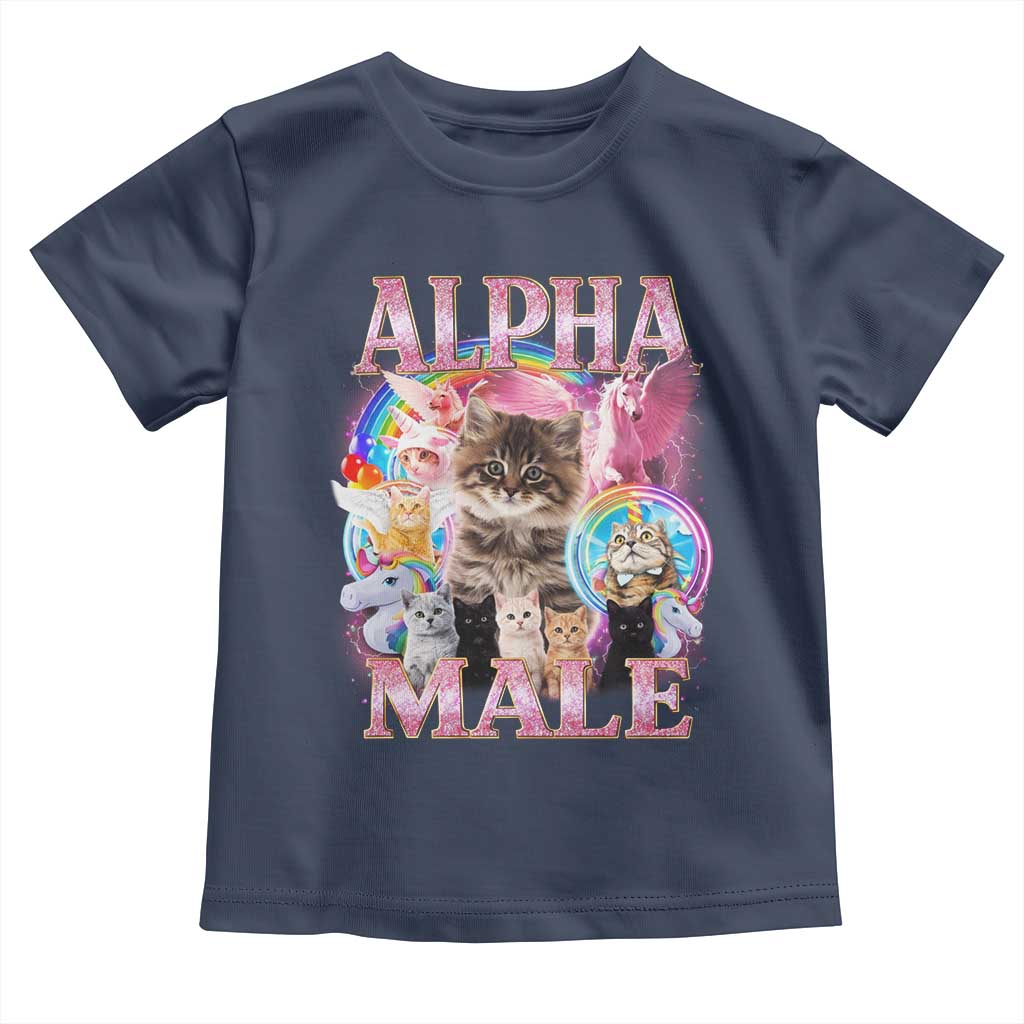 Alpha Male Cat Toddler T Shirt Funny Rainbow Kitten Meme Bootleg TS11 Navy Print Your Wear