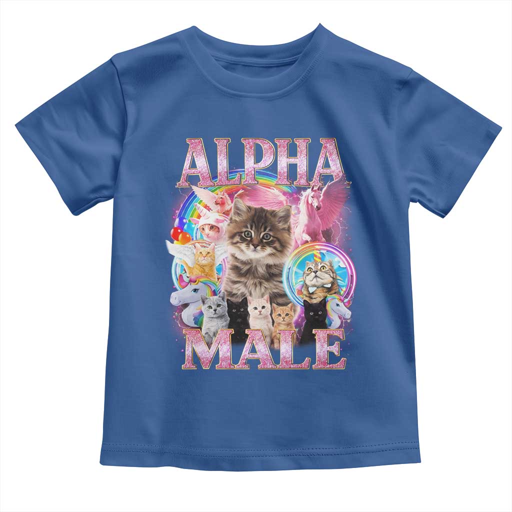 Alpha Male Cat Toddler T Shirt Funny Rainbow Kitten Meme Bootleg TS11 Royal Blue Print Your Wear