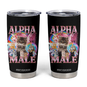 Alpha Male Cat Tumbler Cup Funny Rainbow Kitten Meme Bootleg TS11 Black Print Your Wear