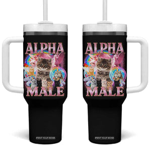 Alpha Male Cat Tumbler With Handle Funny Rainbow Kitten Meme Bootleg TS11 One Size: 40 oz Black Print Your Wear
