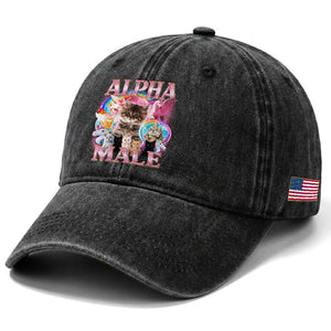 Alpha Male Cat Washed Cotton Baseball Cap Funny Rainbow Kitten Meme Bootleg TS11 Print Your Wear