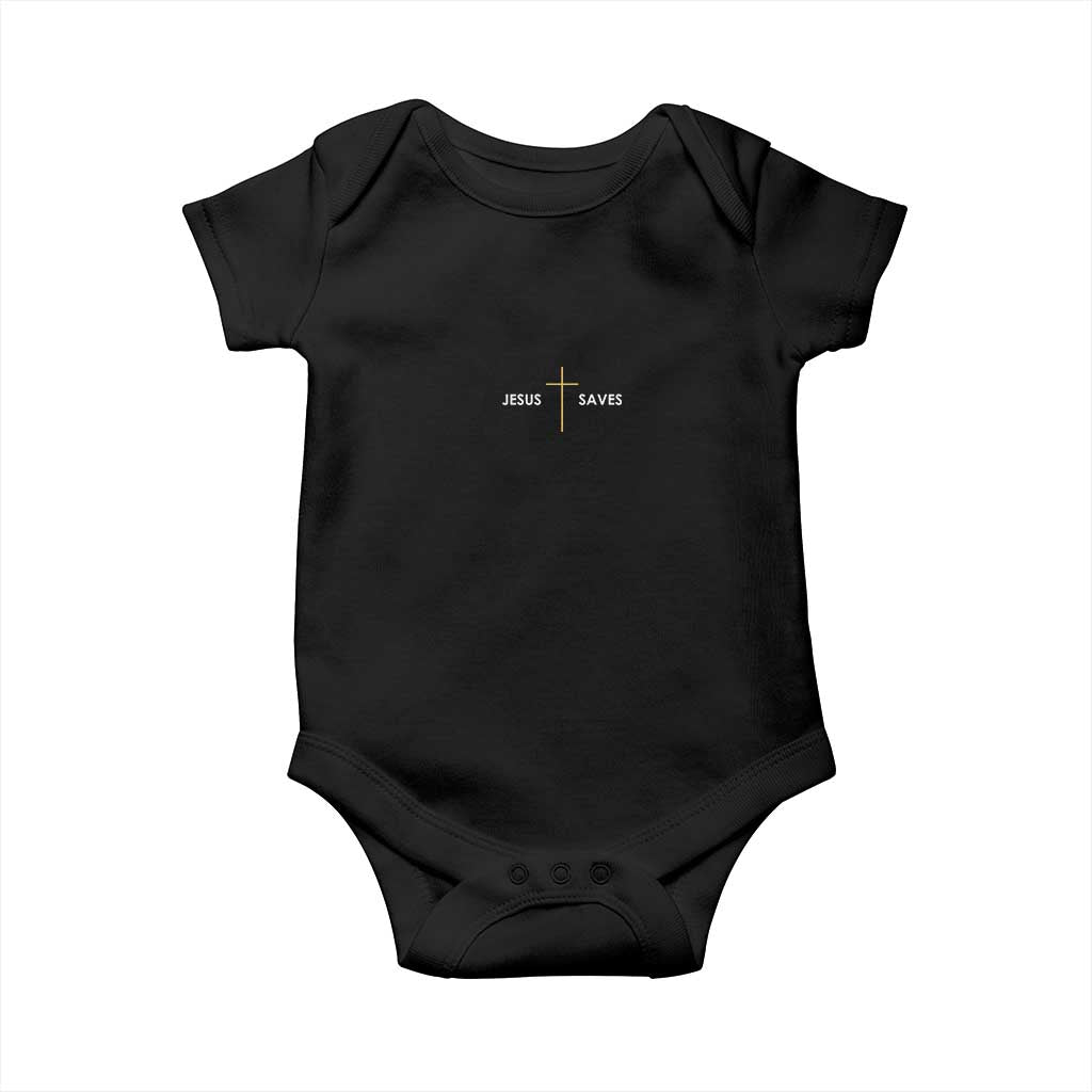Jesus Saves Baby Onesie Cross Subtle Christian Minimal Religious Faith TS11 Black Print Your Wear