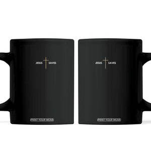 Jesus Saves Coffee Mug Cross Subtle Christian Minimal Religious Faith
