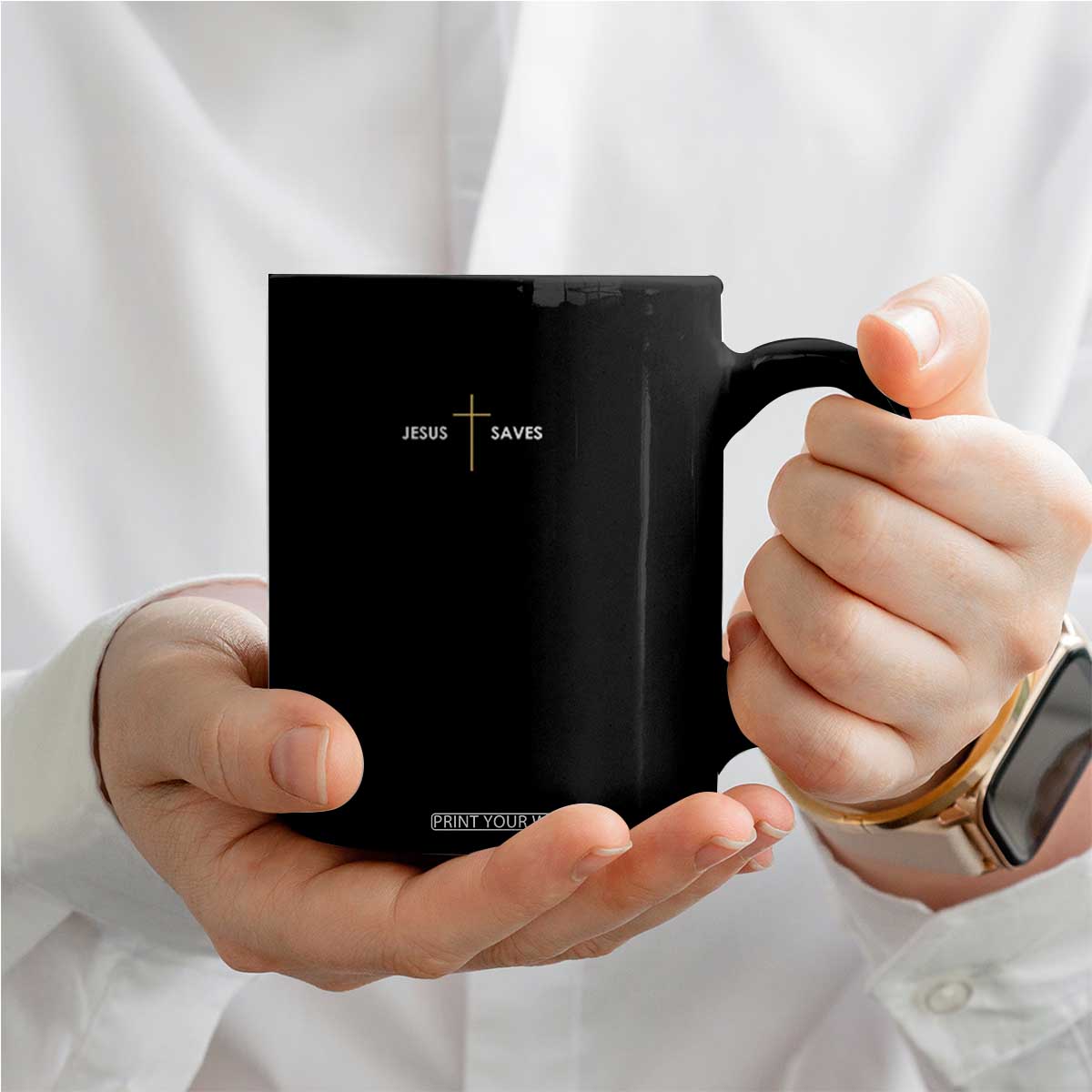 Jesus Saves Coffee Mug Cross Subtle Christian Minimal Religious Faith