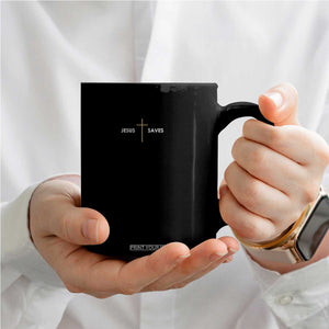 Jesus Saves Coffee Mug Cross Subtle Christian Minimal Religious Faith