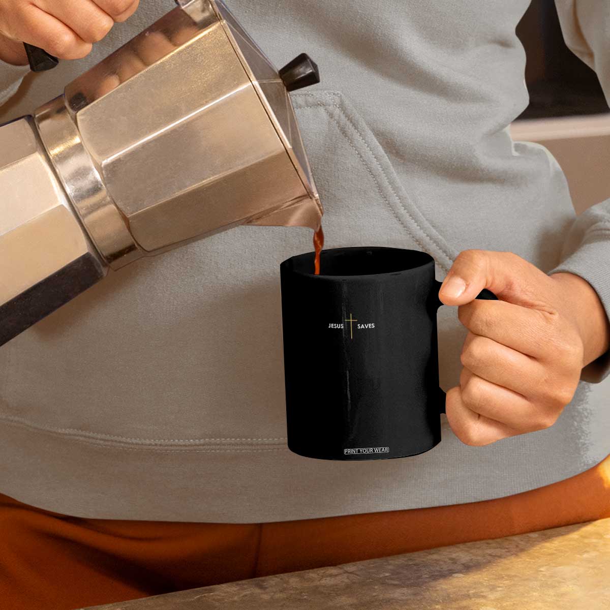 Jesus Saves Coffee Mug Cross Subtle Christian Minimal Religious Faith