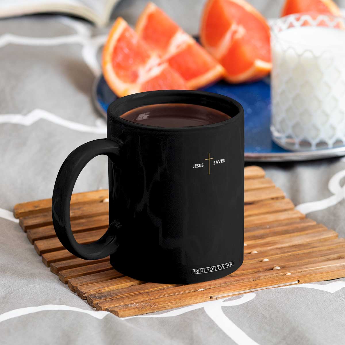 Jesus Saves Coffee Mug Cross Subtle Christian Minimal Religious Faith