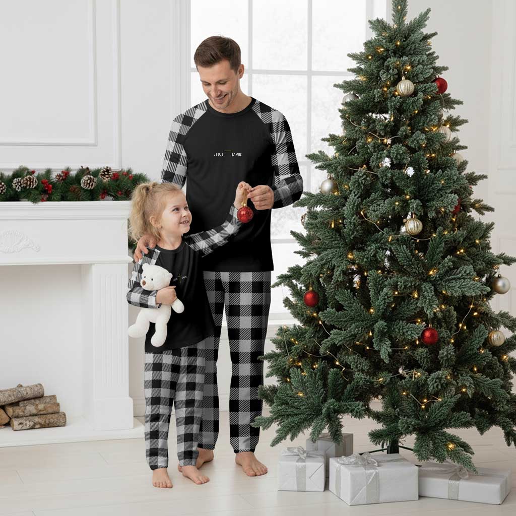 Jesus Saves Plaid Pajama Set Cross Subtle Christian Minimal Religious Faith