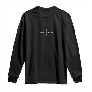Jesus Saves Long Sleeve Shirt Cross Subtle Christian Minimal Religious Faith
