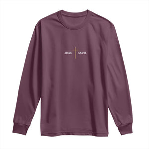 Jesus Saves Long Sleeve Shirt Cross Subtle Christian Minimal Religious Faith