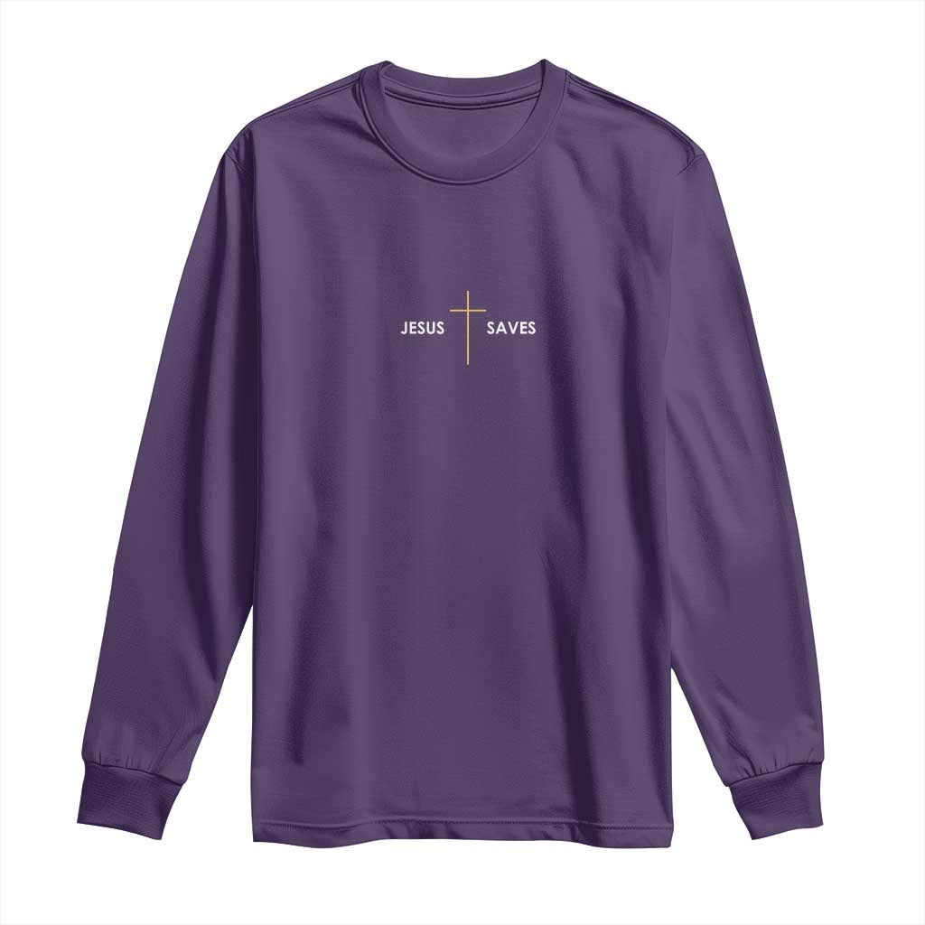 Jesus Saves Long Sleeve Shirt Cross Subtle Christian Minimal Religious Faith