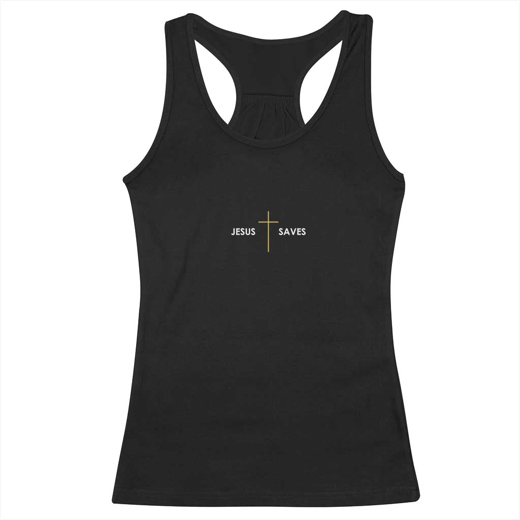 Jesus Saves Racerback Tank Top Cross Subtle Christian Minimal Religious Faith TS11 Black Print Your Wear