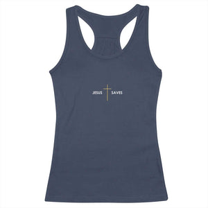 Jesus Saves Racerback Tank Top Cross Subtle Christian Minimal Religious Faith