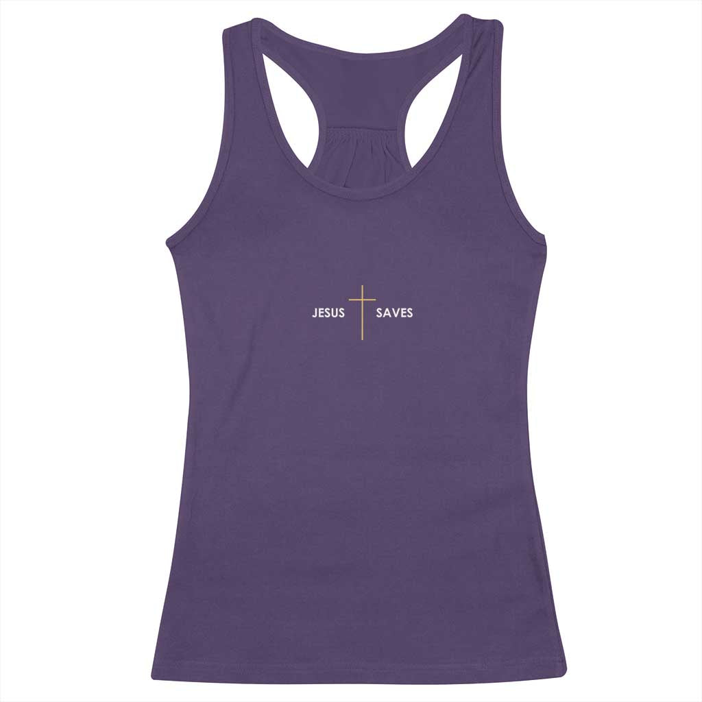 Jesus Saves Racerback Tank Top Cross Subtle Christian Minimal Religious Faith