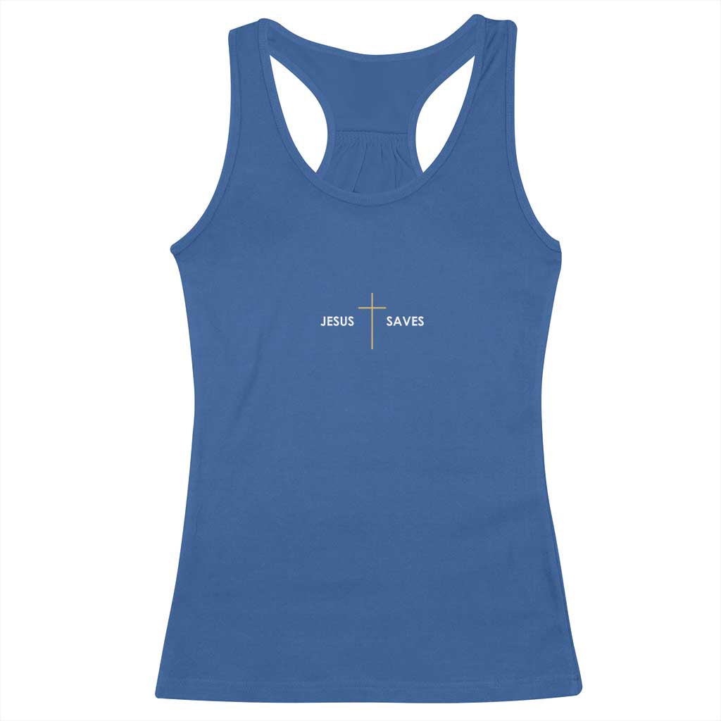 Jesus Saves Racerback Tank Top Cross Subtle Christian Minimal Religious Faith