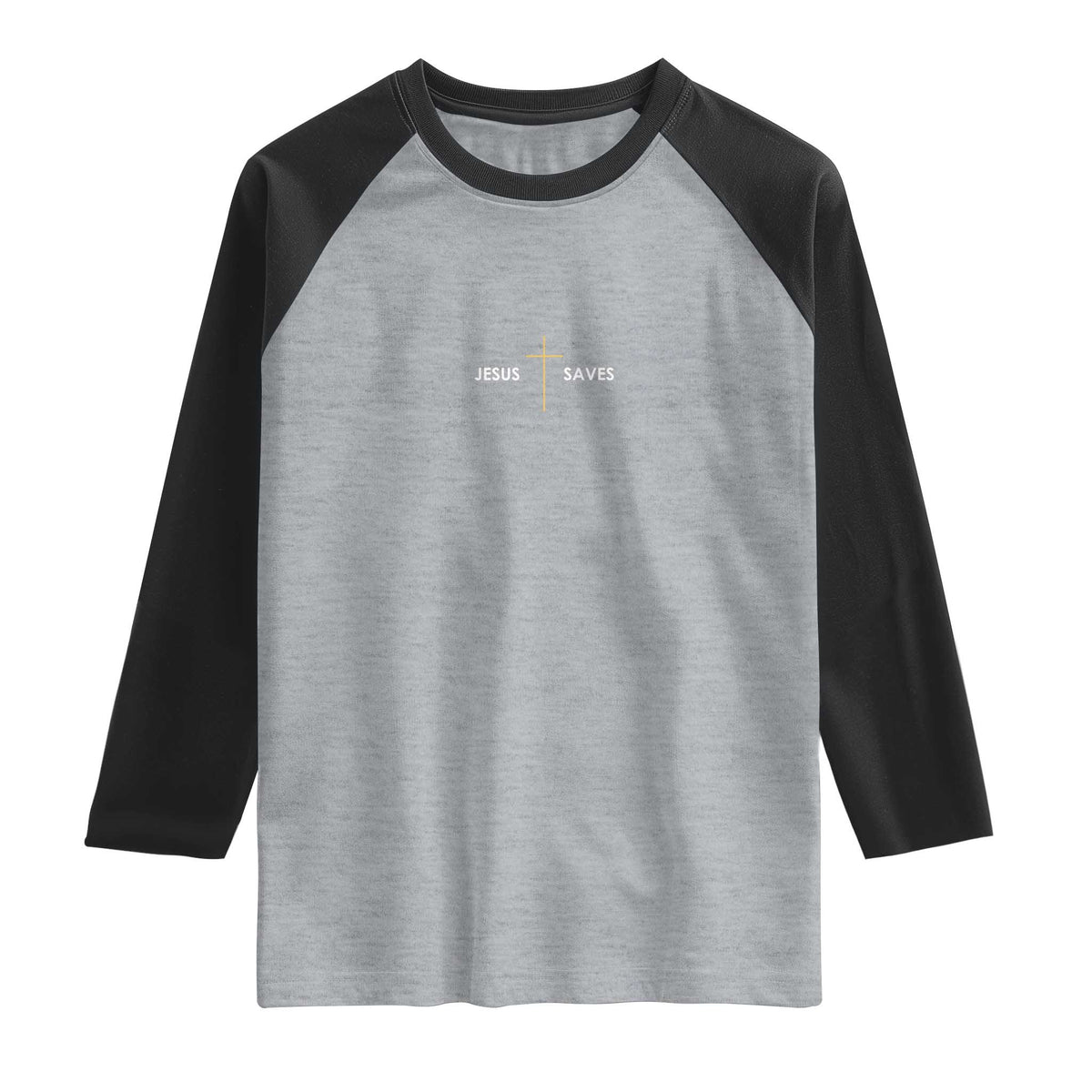 Jesus Saves Raglan Shirt Cross Subtle Christian Minimal Religious Faith