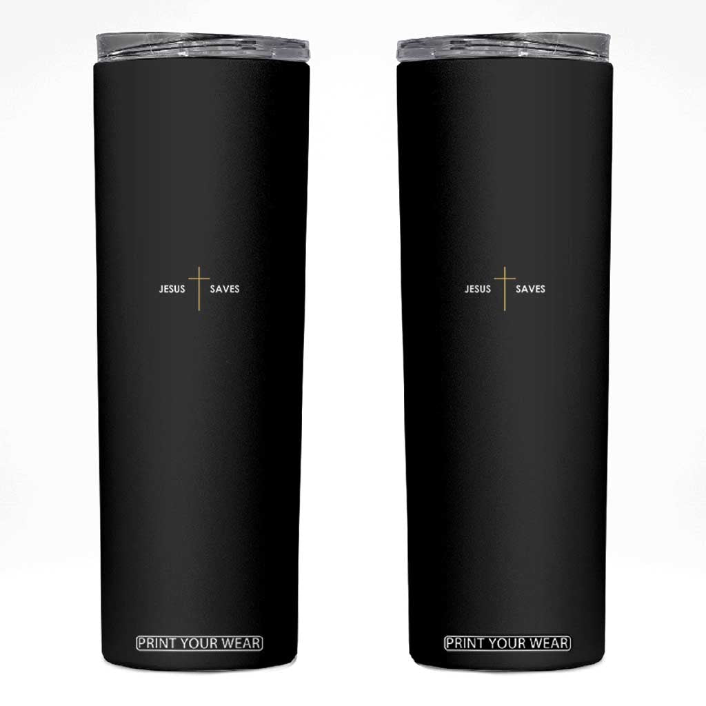 Jesus Saves Skinny Tumbler Cross Subtle Christian Minimal Religious Faith