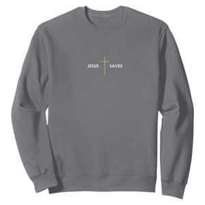 Jesus Saves Sweatshirt Cross Subtle Christian Minimal Religious Faith