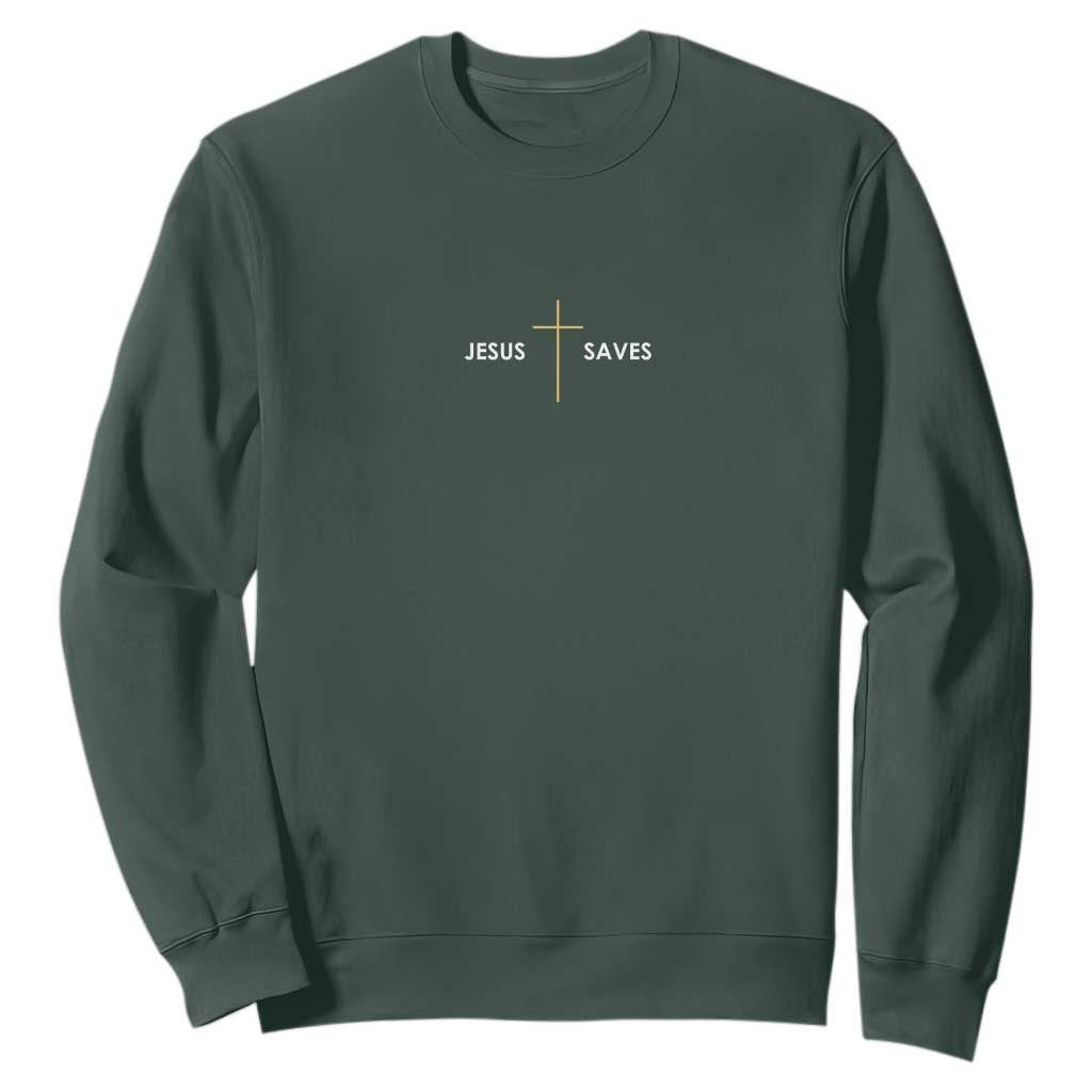 Jesus Saves Sweatshirt Cross Subtle Christian Minimal Religious Faith