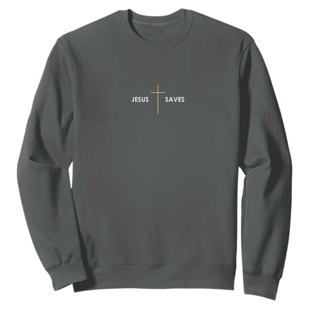 Jesus Saves Sweatshirt Cross Subtle Christian Minimal Religious Faith