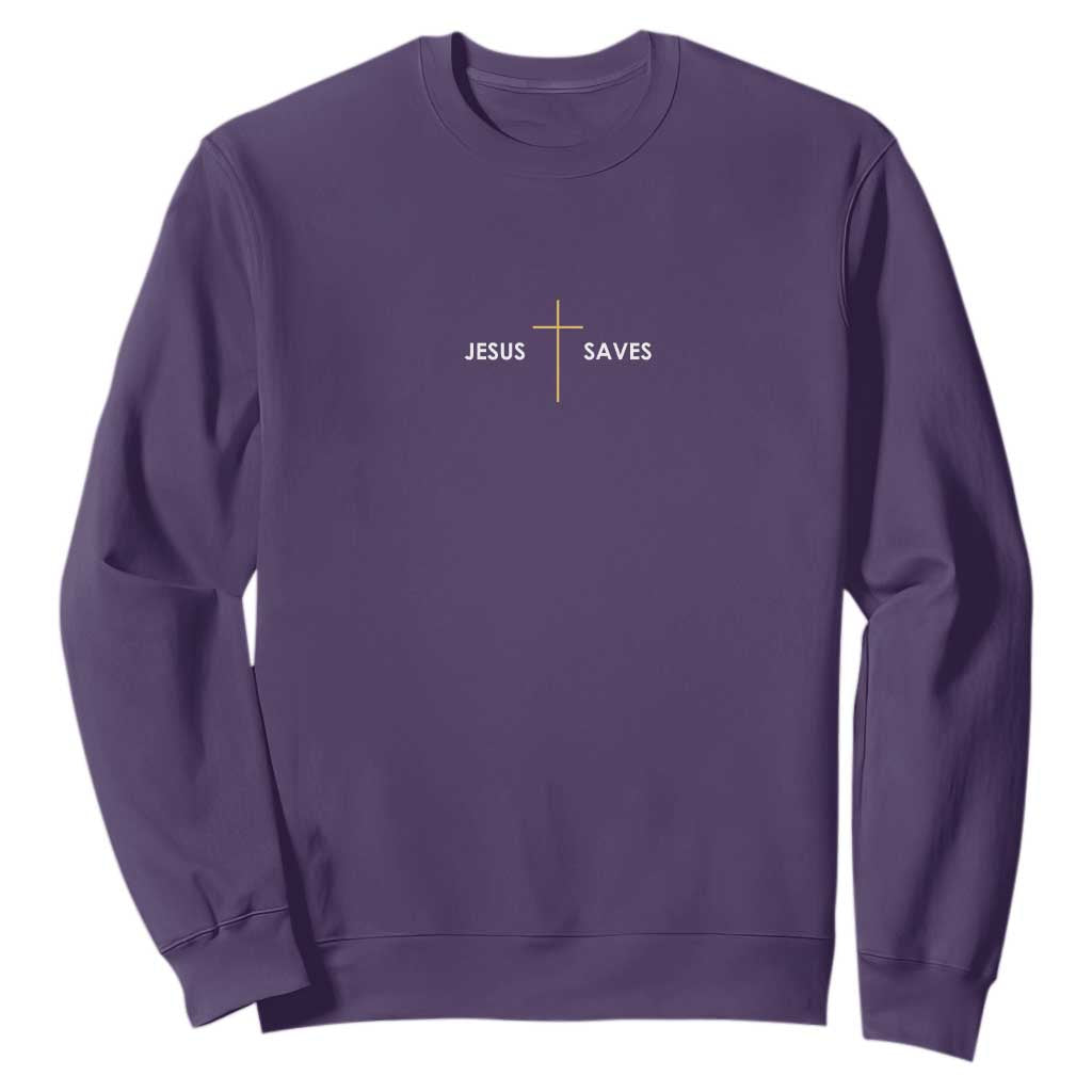 Jesus Saves Sweatshirt Cross Subtle Christian Minimal Religious Faith