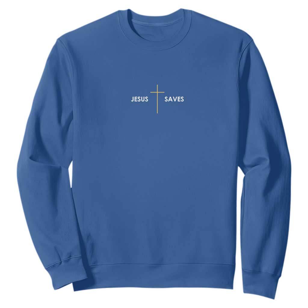 Jesus Saves Sweatshirt Cross Subtle Christian Minimal Religious Faith