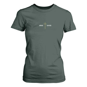 Jesus Saves T Shirt For Women Cross Subtle Christian Minimal Religious Faith