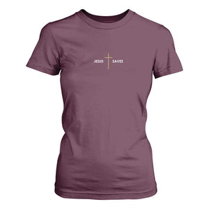 Jesus Saves T Shirt For Women Cross Subtle Christian Minimal Religious Faith